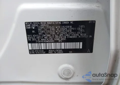 2013 Toyota Rav4 Limited from USA, damaged, VIN 2T3DFREV6DW069995